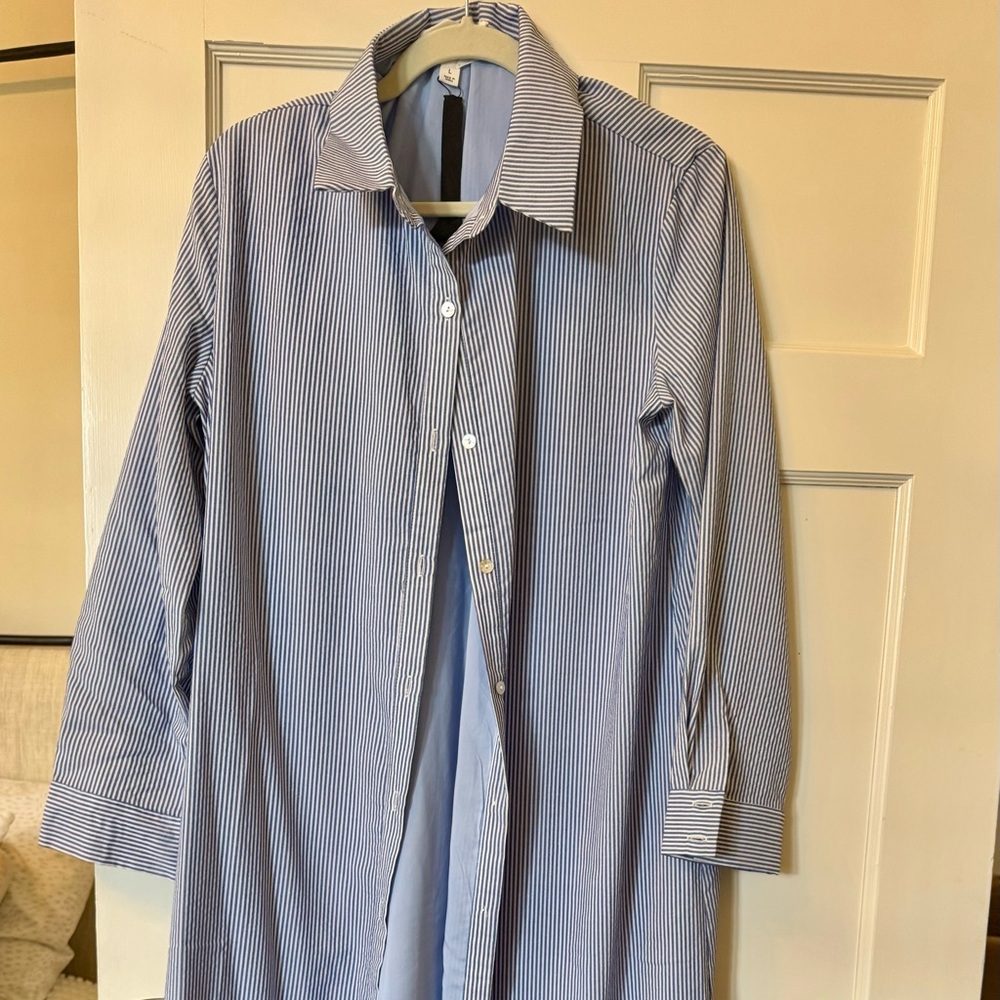 Tuckernuck Blue Striped Long Shirt Dress/Bathing suit cover-up.